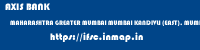 AXIS BANK  MAHARASHTRA GREATER MUMBAI MUMBAI KANDIVLI (EAST), MUMBAI  ifsc code
